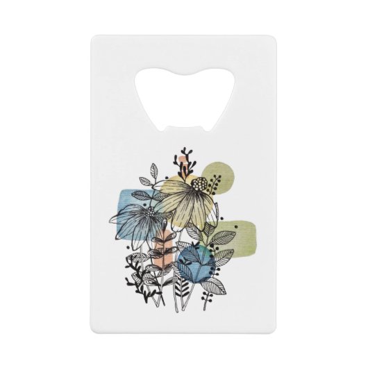 Doodle in inkt en Waterverf Creditkaart Flessenopener (Voorkant)