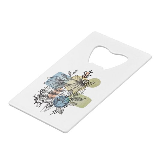 Doodle in inkt en Waterverf Creditkaart Flessenopener (Voorkant Gekanteld)
