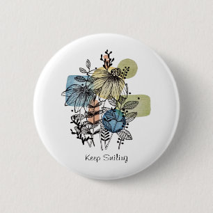 Doodle in inkt en Waterverf Ronde Button 5,7 Cm