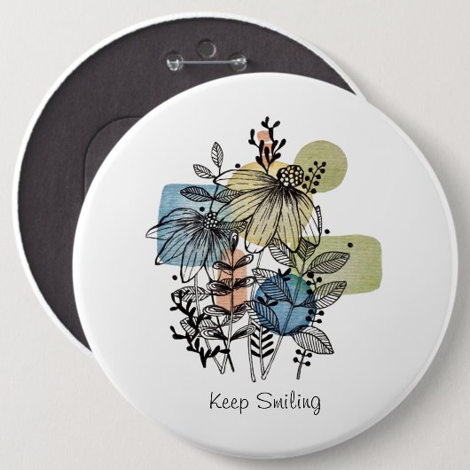 Doodle in inkt en Waterverf Ronde Button 6,0 Cm (Voorkant /achterkant)