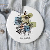 Doodle in inkt en Waterverf Ronde Button 6,0 Cm (In situ)