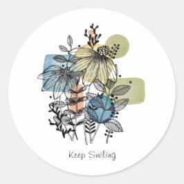 Doodle in inkt en Waterverf Ronde Sticker