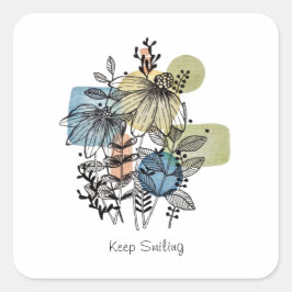 Doodle in inkt en Waterverf Vierkante Sticker