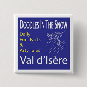 "Doodle in the Snow"-knop (badge) Vierkante Button 5,1 Cm