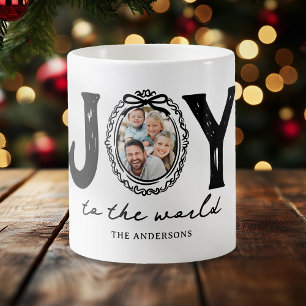 Doodle Joy to the World Foto van Kerstmis Koffiemok
