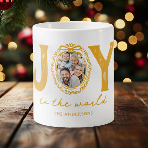 Doodle Joy to the World Foto van Kerstmis Koffiemok