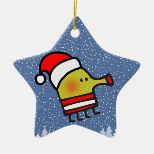 Doodle Jump Kerstster Keramisch Ornament (Voorkant)