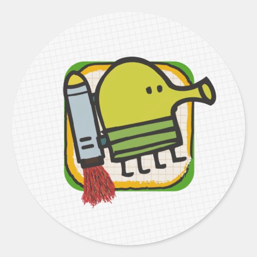 Doodle Jump Ronde Sticker (Voorkant)