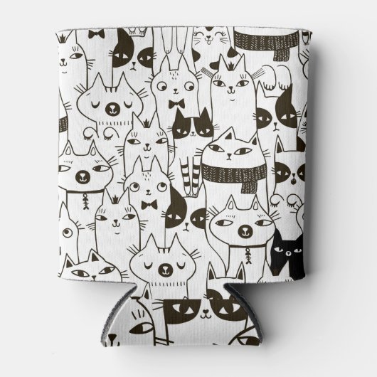 Doodle katten: grappig naadloos patroon. blikjeskoeler (Voorkant)