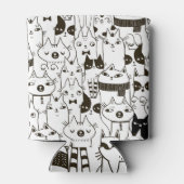 Doodle katten: grappig naadloos patroon. blikjeskoeler (Achterkant)