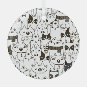Doodle katten: grappig naadloos patroon. glas ornament