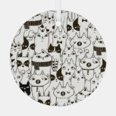 Doodle katten: grappig naadloos patroon. glas ornament (Achterkant)