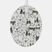 Doodle katten: grappig naadloos patroon. glas ornament (Voorkant Rechts)