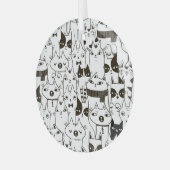 Doodle katten: grappig naadloos patroon. glas ornament (Voorkant links)