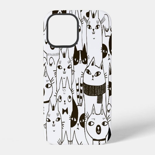 Doodle katten: grappig naadloos patroon. iPhone hoesje (Achterkant)