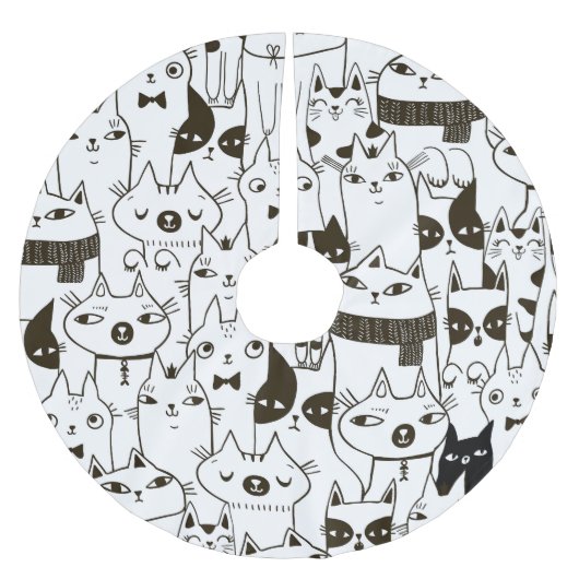 Doodle katten: grappig naadloos patroon. kerstboom rok (Voorkant)