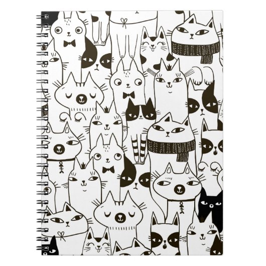 Doodle katten: grappig naadloos patroon. notitieboek (Voorkant)