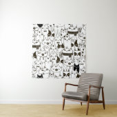 Doodle katten: grappig naadloos patroon. wandkleed (In situ)