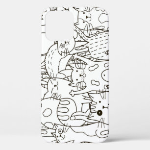 Doodle katten: zwart en wit. Case-Mate iPhone case