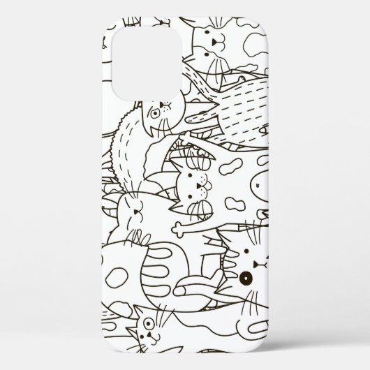 Doodle katten: zwart en wit. Case-Mate iPhone case (Achterkant)