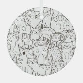 Doodle katten: zwart en wit. glas ornament (Voorkant)