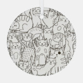 Doodle katten: zwart en wit. glas ornament (Achterkant)