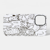 Doodle katten: zwart en wit. iPhone hoesje (Achterkant horizontaal)