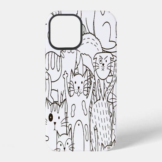 Doodle katten: zwart en wit. iPhone hoesje (Achterkant)