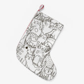 Doodle katten: zwart en wit. kleine kerstsok (Voorkant (Hangend))
