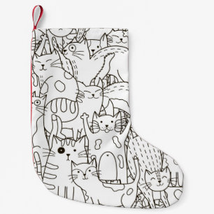 Doodle katten: zwart en wit. kleine kerstsok