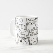Doodle katten: zwart en wit. koffiemok (Voorkant links)