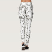 Doodle katten: zwart en wit. leggings (Achterkant)
