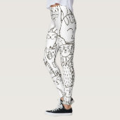 Doodle katten: zwart en wit. leggings (Links)