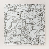 Doodle katten: zwart en wit. legpuzzel (Horizontaal)