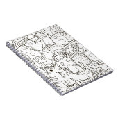 Doodle katten: zwart en wit. notitieboek (Rechterzijde)