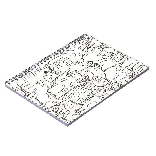 Doodle katten: zwart en wit. notitieboek (Linkerzijde)