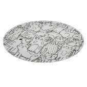 Doodle katten: zwart en wit. snijplank (Hoek)