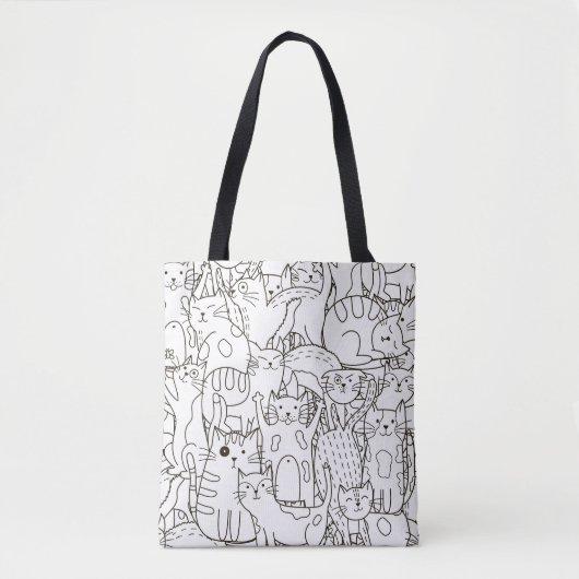 Doodle katten: zwart en wit. tote bag (Voorkant)