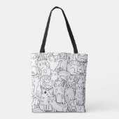 Doodle katten: zwart en wit. tote bag (Achterkant)