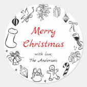 Doodle Kerst sticker Holiday Label Hand getekend (Voorkant)