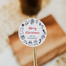Doodle Kerst sticker Holiday Label Hand getekend