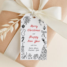 Doodle Kerstcadeau Label Eigenzinnige Hand Draw Va