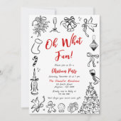 Doodle Kerstfeest Uitnodiging Eigenzinnige Vakanti (Voorkant)