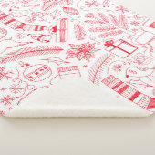 Doodle kerstpatroon rood sherpa deken (3/4)