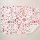 Doodle kerstpatroon rood sherpa deken (Voorkant (horizontaal))