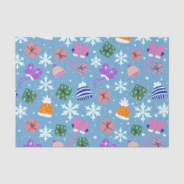 Doodle Kerstwinter Handschoenen Gifts Petten Blue Tissuepapier