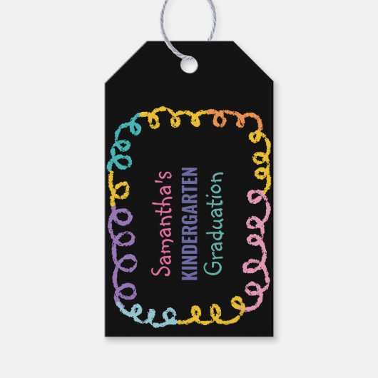 Doodle Kindergarten Afstudeerfeest Cadeaulabel (Voorkant)