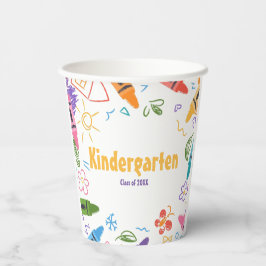 Doodle Kindergarten Afstudeerfeest Papieren Bekers