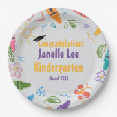 Doodle Kindergarten Afstudeerfeest Papieren Bordje (Voorkant)