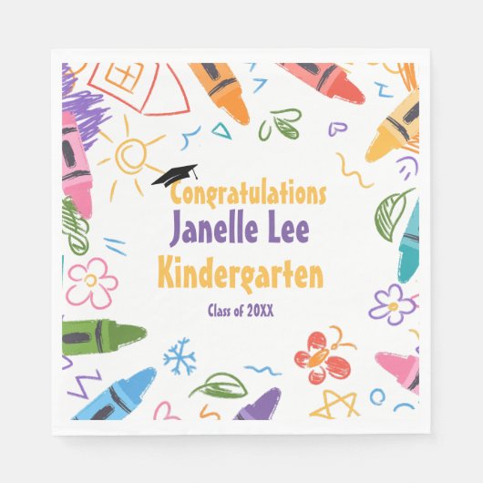Doodle Kindergarten Afstudeerfeest Servet (Voorkant)